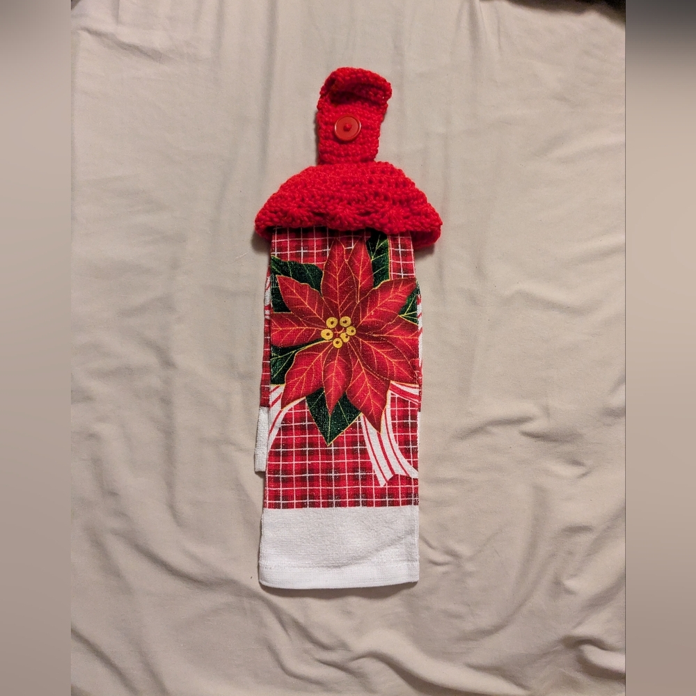 Festive Red Poinsettia Hanging Towel